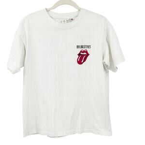 H&M Womens Oversized The Rolling Stones Graphic T Shirt Band Tee Size XS White